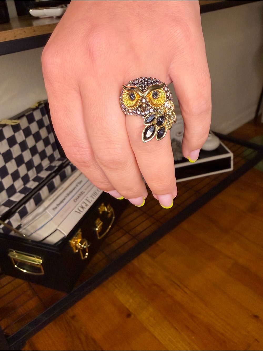 Swarovski Crystal Owl Ring Size 7.25
